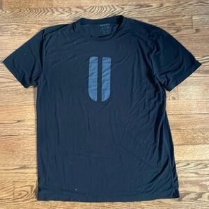 NOBULL Black Short Sleeve Tee with Dark Blue Logo